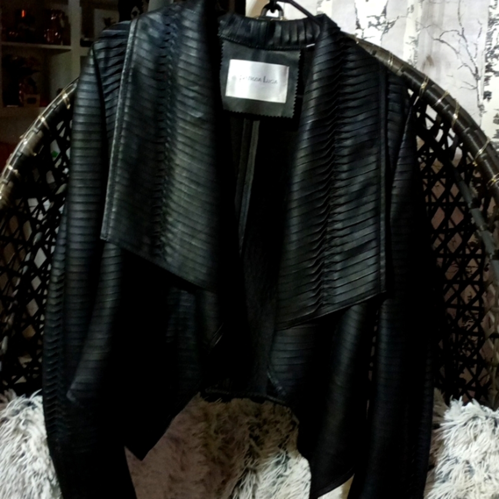 Patrizia Luca black vegan leather jacket EXTREMELY soft. Beautiful jacket. +FREE